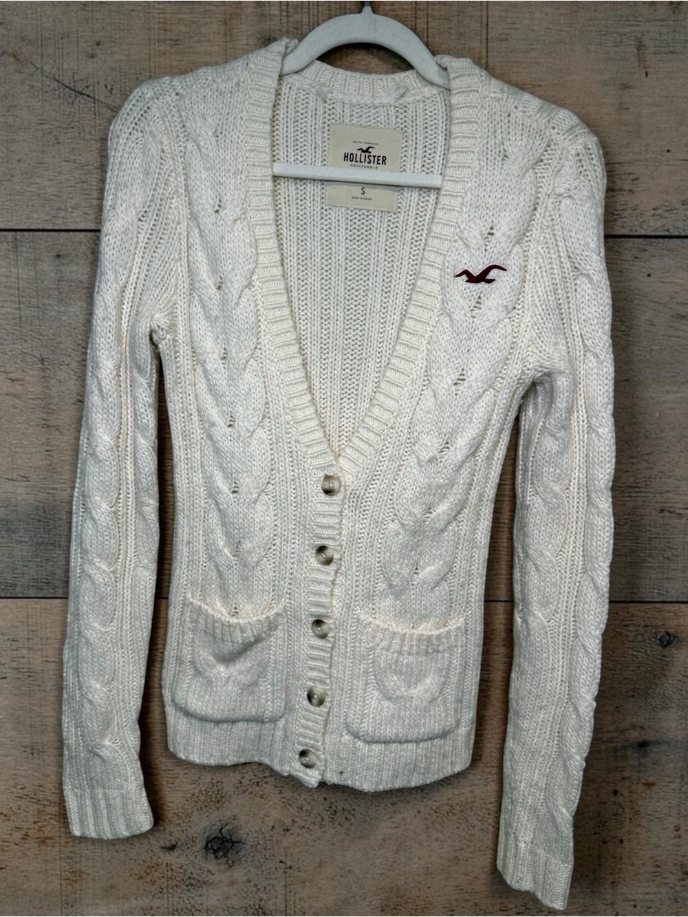 Vintage Y2K Hollister Cable Knit Cardigan Wool Blend Sweater Bella Swan